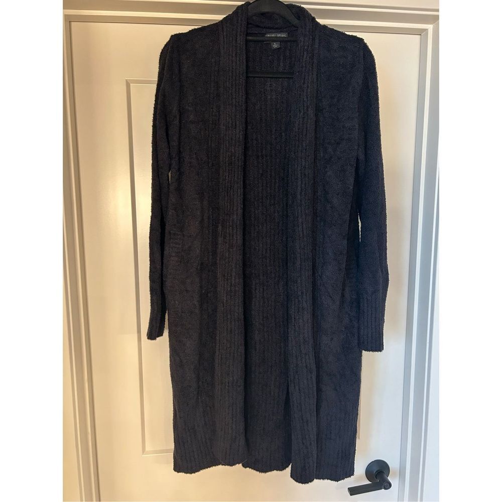 Barefoot dreams black long weekend open front cardigan small - Picture 2 of 8
